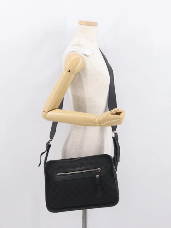 Gucci Handbags - GUCCI GG Canvas Shoulder Bag Black Silver Auth ka1463